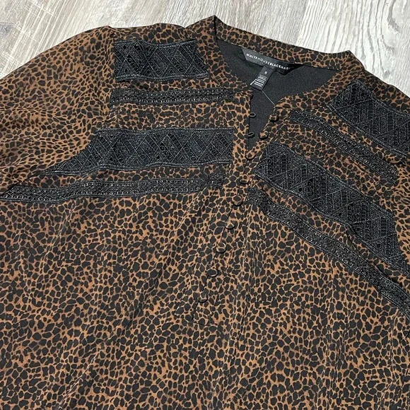 White House Black Market Long-Sleeve  Jersey Lace Long Sleeve Tunic Blouse - Picture 4 of 12